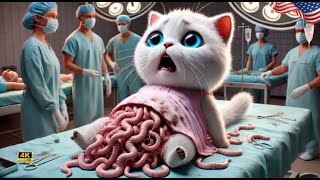 Kitten have many Parasites🐛in their Stomachs in USA😿P6 #cat #ai #catlover #catvideos #cutecat #aicat