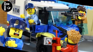 Lego Bank Truck Explosion Robbery Crazy Heist Junkyard Chase Lego City Police Stop Motion Animation