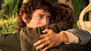 Bilbo and Frodo farewell to Sam, Pippin and Meerri, then sail west across the sea - The Lord of the