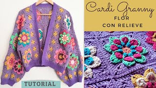 Step by Step Tutorial|| How to KNIT a Cardigan/Sack with GRANNYS de Flor to CROCHET