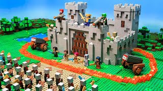 Security Build Hack vs Pillagers | The best Defence Village - LEGO Minecraft Animation