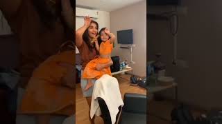 Pooja Hegde with Allu Arjun's daughter dancing on Pushpa song #shorts Please subscribe & support 🙏