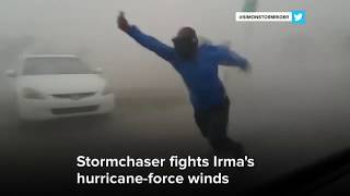 Storm Chaser Battles Hurricane Irma’s Powerful Winds   NBC News