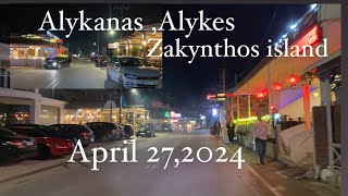 Alykanas, Alykes Zakynthos island at night time  - April 27,2024 | Road tour