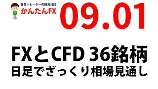 【ゴゴジャン用】明日9月2日からのFXとCFD日足でざっくり相場見通し