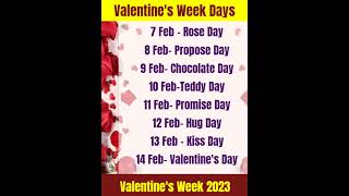 Valentine Week 2024| valentine week full list 2024|Valentine 2024 || Valentine Week List Dates 2024