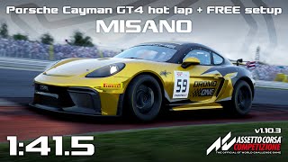 Porsche 718 Cayman GT4: Misano hot lap + FREE setup | 1:41.570 | ACC v1.10.3