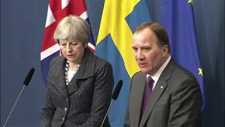 Theresa May Stockholm för ett möte med statsminister Stefan Löfven.