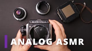 ASMR: Handling a Zenza Bronica S2A medium format film camera. Loading film, shooting and...