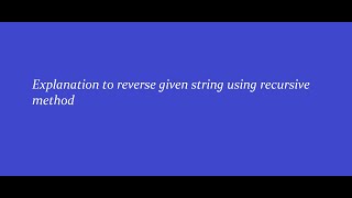 Reverse given string using recursion method in Java