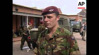 British troops preparing for departure to Macedonia