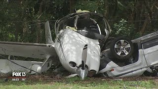Plane crashes onto parked vehicle in Bartow