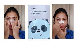 Day #02 of 21days beauty |MINISO OIL CONTROLLING PORE STRIPS|REMOVE BLACKHEAD/WHITEHEAD| SYEDA UZMA