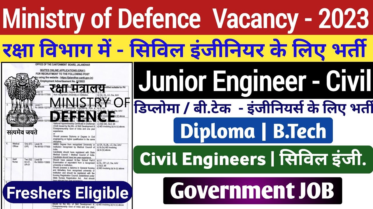 Junior Engineer Civil Vacancy 2023 | Diploma, B.Tech | JE Recruitment ...