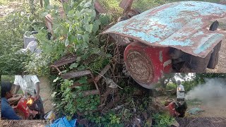 Engine run After 5 years | Mitsubishi 8hp~10h old power tiller 🛠️ cold starting up | பவர் டில்லர்