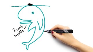 I CAN'T BREATHE 🐳 How to draw whale step by step 🦆 easy drawing | learn to draw