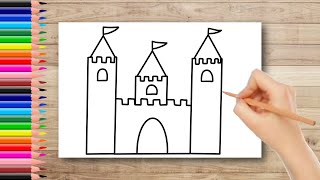 Castle Drawing Very Easy | How to Draw Castle | Castle step by step