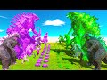 Purple Team + Mechagodzilla VS Godzilla Radiation + Green Team - Animal Revolt Battle Simulator