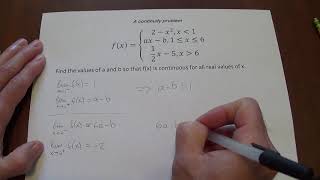 Finding values to make a piecewise function continuous