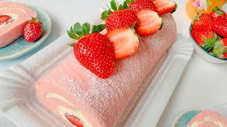 Gâteau roulé 🍓 Pink Swiss Roll 🍓ڤاطو رولي بالفراز 🍓