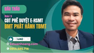 Bài 3, CĐT phê duyệt E HSMT, BMT phát hành TBMT, Theo thông tu 22/2024/TT-BKHĐT, #KsTuanHoang