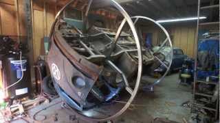 VW Bus Single Cab Rotisserie Welding a Bus