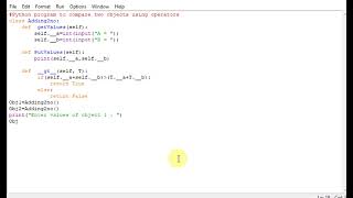 Python program to compare two objects using operators