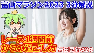 【富山マラソン2023 毎日3分解説 #24】本番レース1週間前からの過ごし方【Toyama Marathon 2023】