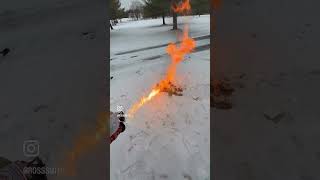 Shoveling snow the cool way #shoveling #snow #flame