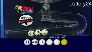 2017 08 18 Mega Millions Numbers and draw results