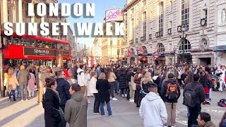 London sunset walk - April 2023| Piccadilly Circus, Oxford Street, Regent Street| London walk 4k