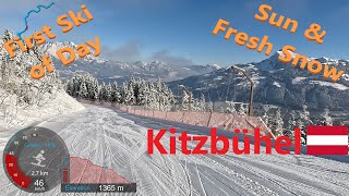 [4K] Skiing Kitzbühel KitzSki, First Ski to Kitzbühel via Blacks 21a and 21b, Austria, GoPro HERO11