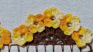 Barrado de crochê com duas cores # barrado para panos de prato@Canalcrocheparainiciantes