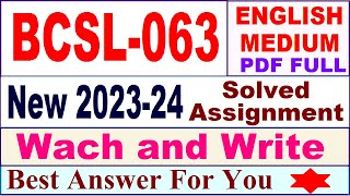 BCSL 063 solved assignment 2023-24 / bcsl 063 solved assignment 2024 / ignou bca 6th bcsl063 2023-24