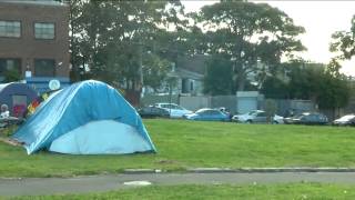 Protesters pitch their concerns at The Block