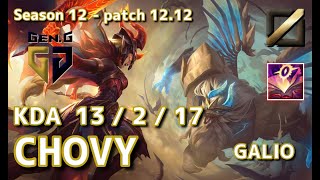 【KRサーバー/C1】Gen.G Chovy ガリオ(Galio) VS ゾーイ(Zoe) MID - Patch12.12 KR Ranked【LoL】