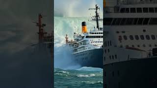 Can This Ship Escape the Massive Tidal Wave Chasing It? #scaryocean #oceanship #ocean