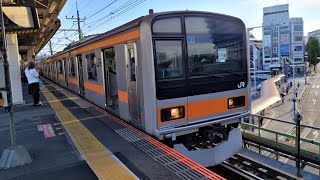 [ジョイント音]209系 トタ81編成 快速東京行が日野駅2番線を発車するシーン