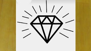 How to draw a Diamond super easy ||step by step drawing of diamond ||diamond easy draw tutorial|rosu