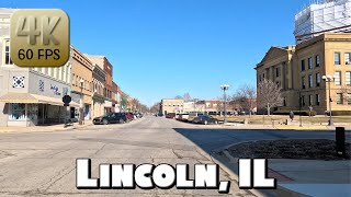 Driving Around the Small Town of Lincoln, IL in 4k Video