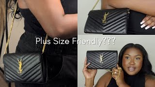 MY FIRST YSL! YSL Monogramme Large Grain de Poudre Wallet on Chain Review | Plus Size Friendly???