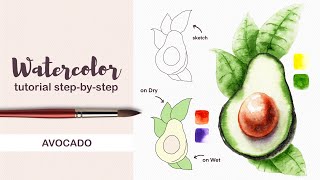 WATERCOLOR Avocado Step-by-Step : Watercolor Tutorial