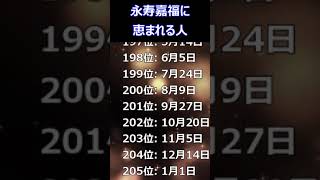 【お金持ちになれる誕生日ランキング】永寿嘉福に恵まれる人 TOP366　 #金運 #金運アップ #誕生日占い #開運 #占い #運勢ランキング #占いランキング