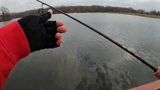 Catching Bluegills Crappie On A Cold Windy Day.