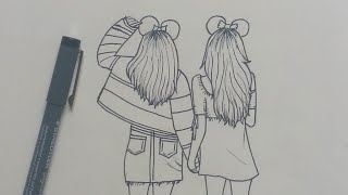 How to Draw Best Friends (BFF) Easy | Step by Step