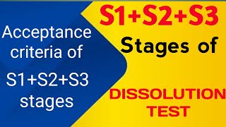 S1,S2 and S3 stages in dissolution | Acceptance criteria of dissolution | What is q dissolution