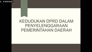 DPRD dalam Penyelenggaraan Pemerintahan Daerah