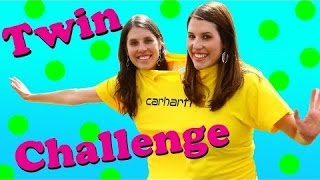 TWIN CHALLENGE! Conjoined Twins Little Tikes Backyard Game ❤ Siamese Twins Build Waffle Blocks House