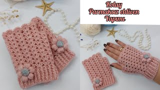 tığ işi zarif parmaksız eldiven modeline  bayılacaksınız / yeni örgü örnekleri /crochet gloves