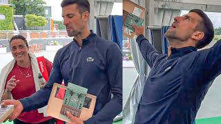 Djokovic's Reaction When Ons Jabeur Surprised Him and Gave Him a Delicious Present - Wimbledon 2024